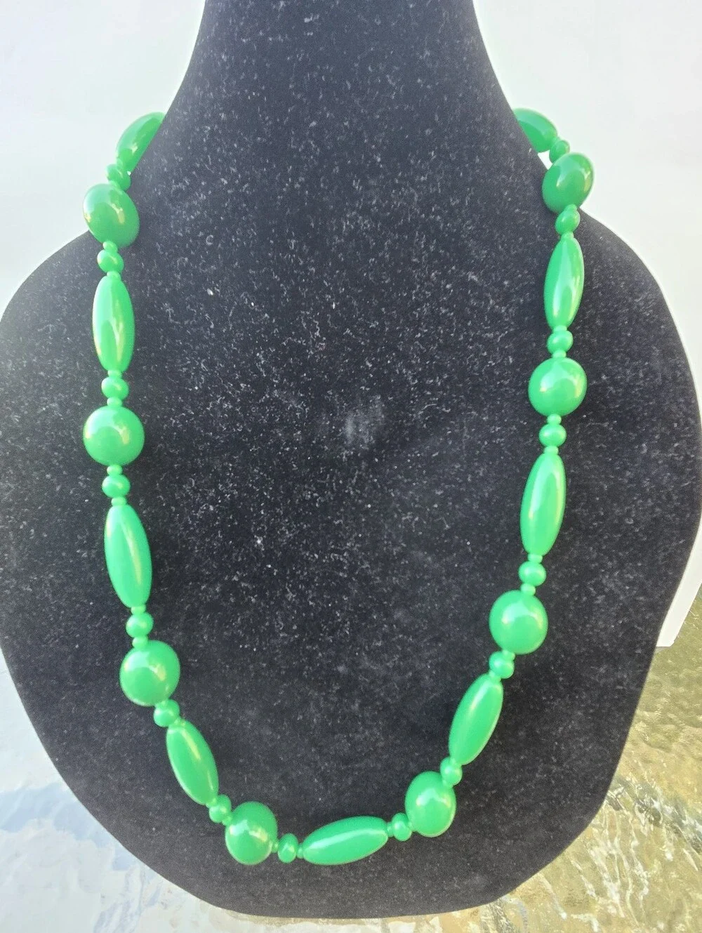 Green Plastic Multi Shaped Bead Necklace 32